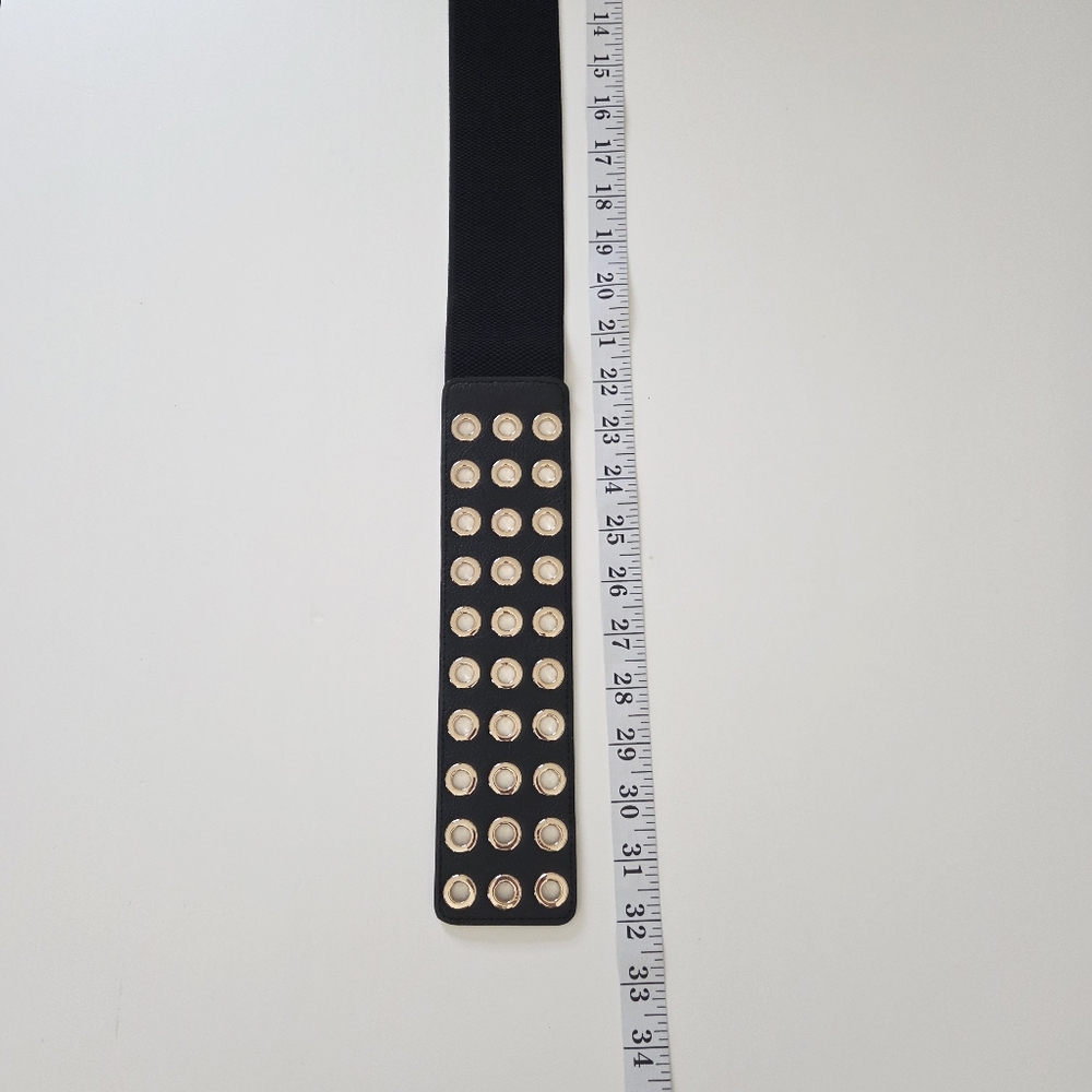 Stretchy Black Belt With Eyelet Decor - Picture 6 of 7